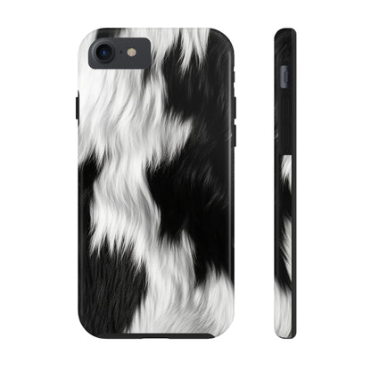 Cowhide on Hair Leather - Black and White - Designer Style - Tough Phone Cases