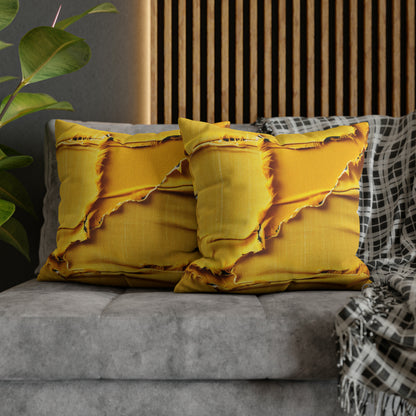 Banana Yellow Lemon: Bold Distressed, Denim-Inspired Fabric - Spun Polyester Square Pillow Case