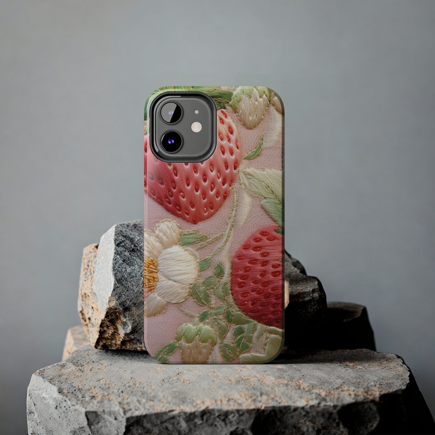 Red Berry Strawberries - Embroid Fruit - Healthy Crop Feast Food Design - Tough Phone Cases