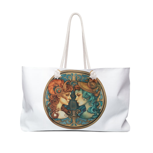 Steampunk Gemini - Dualistic Motifs & Vibrant Contrast - Weekender Bag