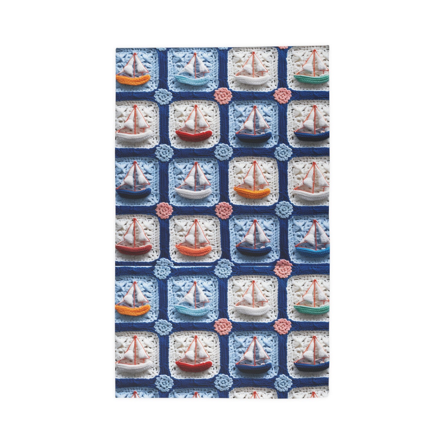 Crochet Boat Ship Sea Vessel Ocean Beach Travel Yacht Design - Dobby Rug