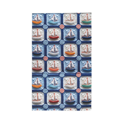 Crochet Boat Ship Sea Vessel Ocean Beach Travel Yacht Design - Dobby Rug