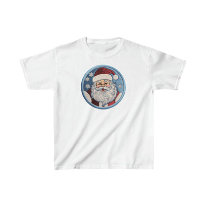 Santa Chenille Patch: Christmas Festive Holiday Design - Kids Heavy Cotton™ Tee