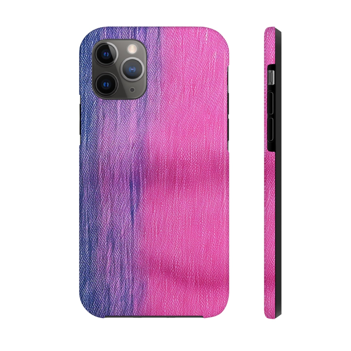 Dual Delight: Half-and-Half Pink & Blue Denim Daydream - Tough Phone Cases