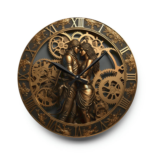 Diseño de matrimonio Steampunk de boda, reloj de pared acrílico 