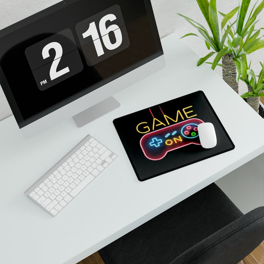 Classic Game On Sign, Retro Neon Graphic, Desk Mats