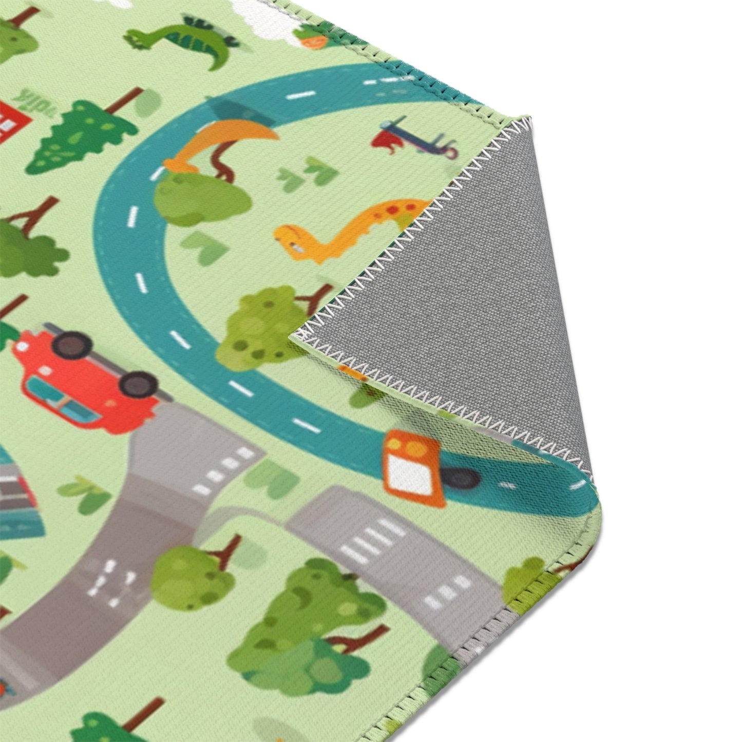 Jurassic Adventure: Children's Dinosaur Town, Vehicle Roadway Play - Area Rugs