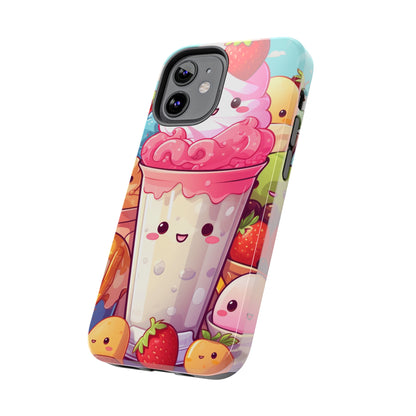 Strawberry Japan Milkshake - Kawaii Dessert Delight - Sweet Berry Anime Character - Tough Phone Cases