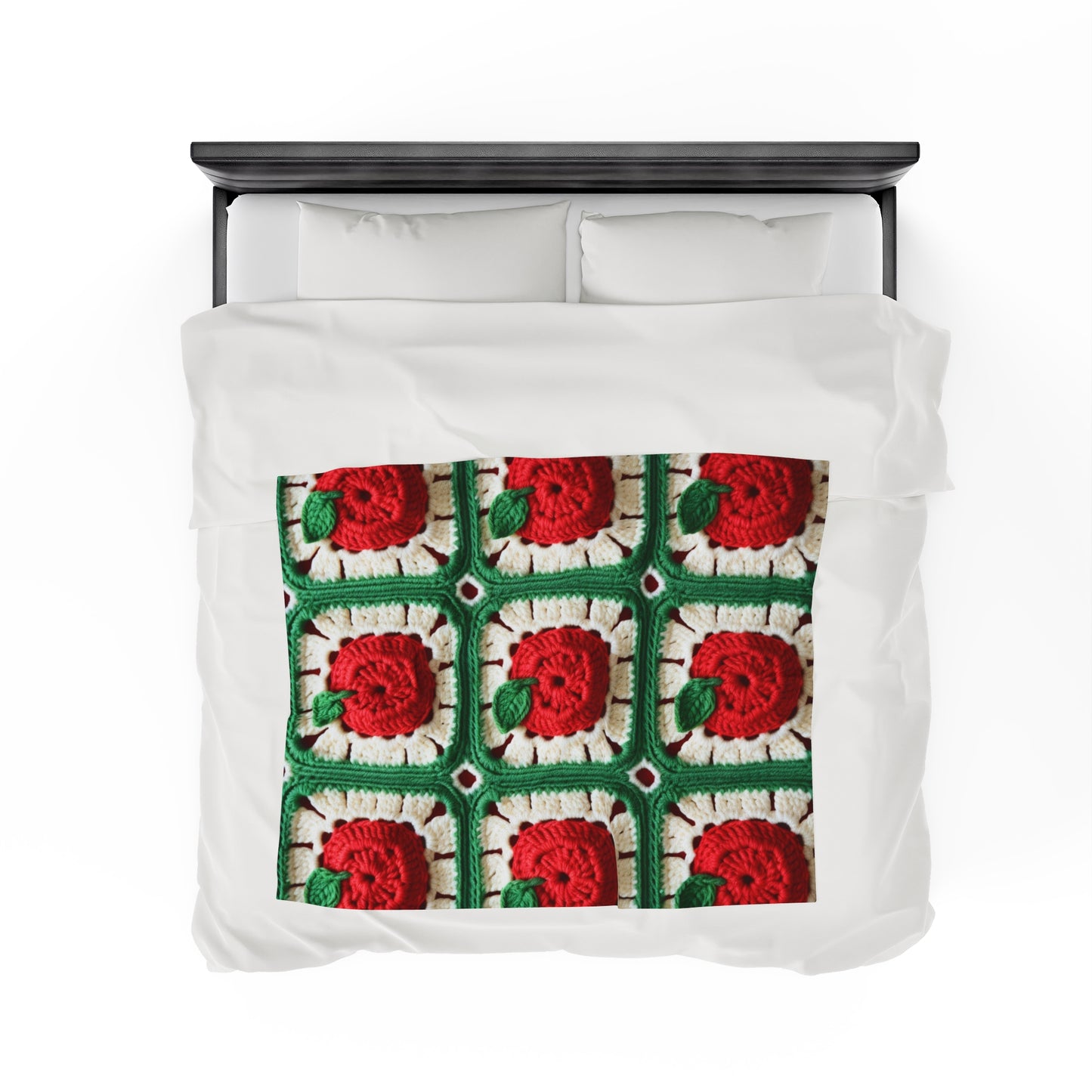 Apple Granny Square Crochet Pattern: Wild Fruit Tree, Delicious Red Design - Velveteen Plush Blanket