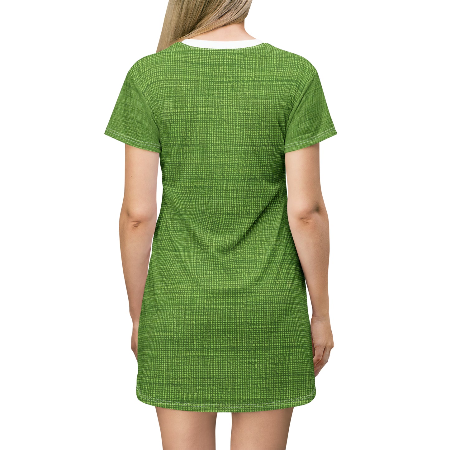 Olive Green Denim-Style: Seamless, Textured Fabric - T-Shirt Dress (AOP)