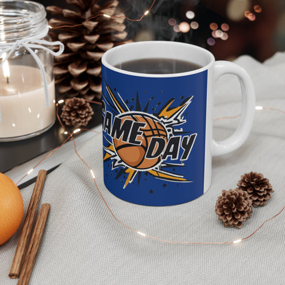 Game Day Slam Dunk Energy - Gráfico dinámico de explosión de baloncesto - Taza de cerámica 11oz