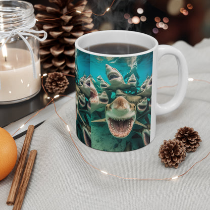 Tiburones limón risueños: Joyful Sea Jaws Ocean Deep - Taza de cerámica 11oz