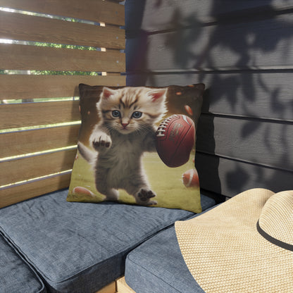 Football Kitty Fantasy: Feline Cat American Sport Quarterback - Outdoor Pillows