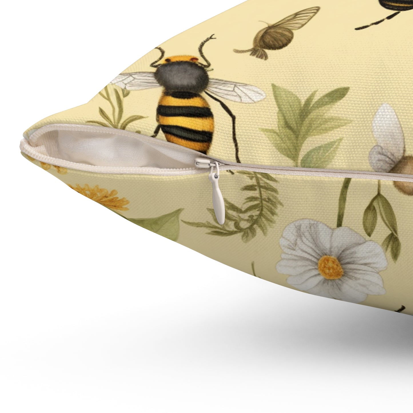 Whimsical Bees & Honeycombs Nature-Friendly Pattern Design Spun Polyester Square Pillow