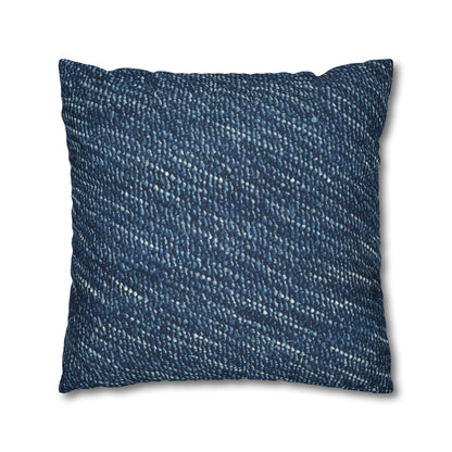 Denim-Inspired Design - Distinct Textured Fabric Pattern - Spun Polyester Square Pillow Case