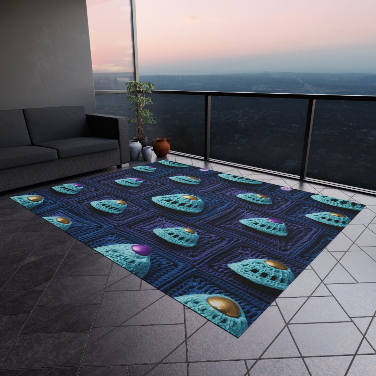 Spaceship UFO Crochet - Galactic Travel Ship - Alien Craft - Flying Saucer - Outdoor Rug