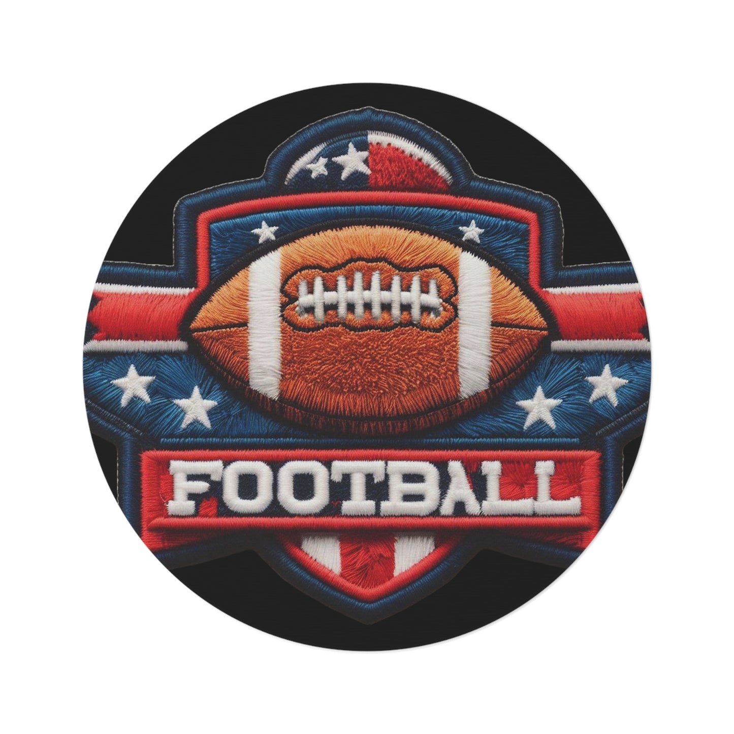 American Football USA Flag, Chenille Patch Graphic, Round Rug