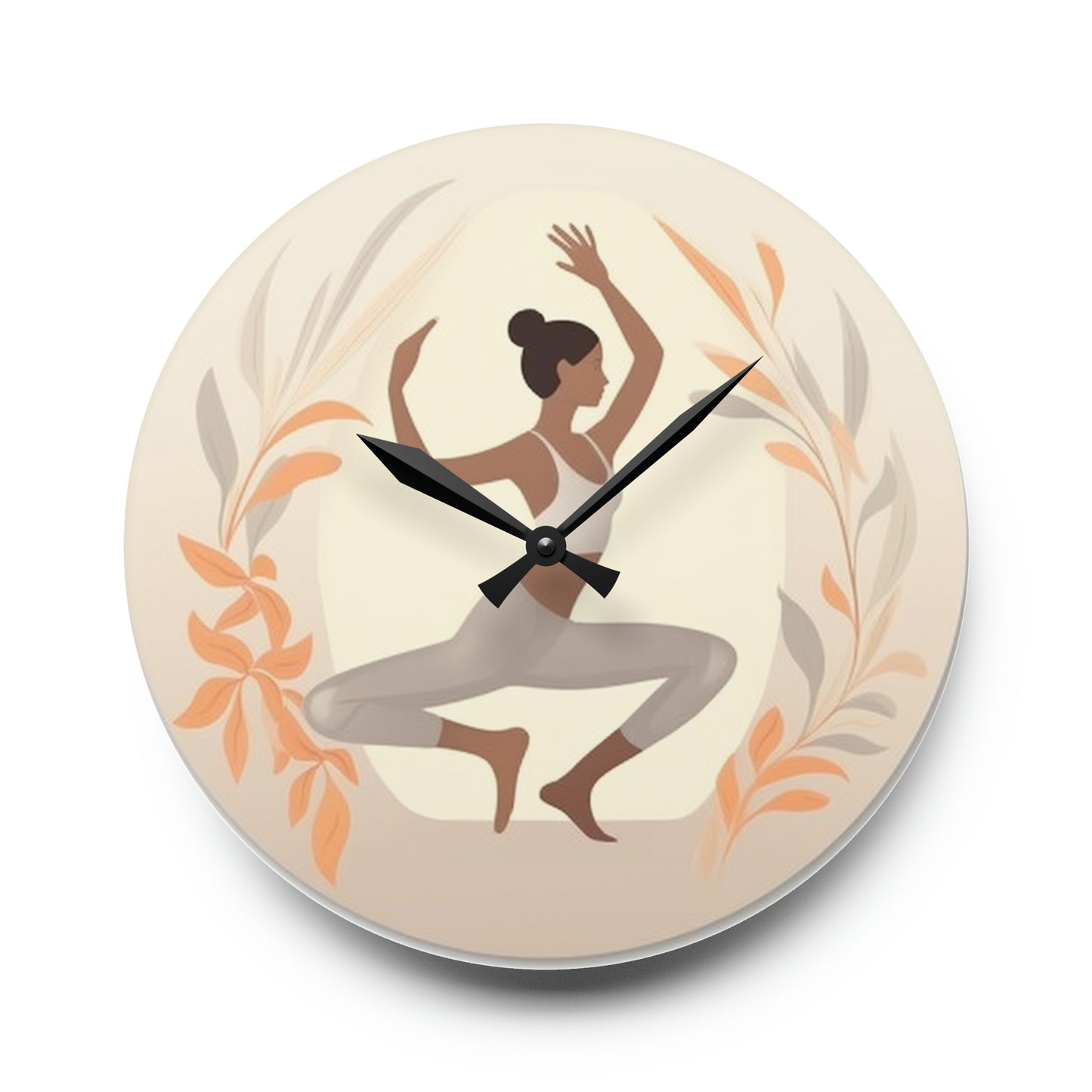 Reloj de pared acrílico para mujer estilo Pose de danza yoga 