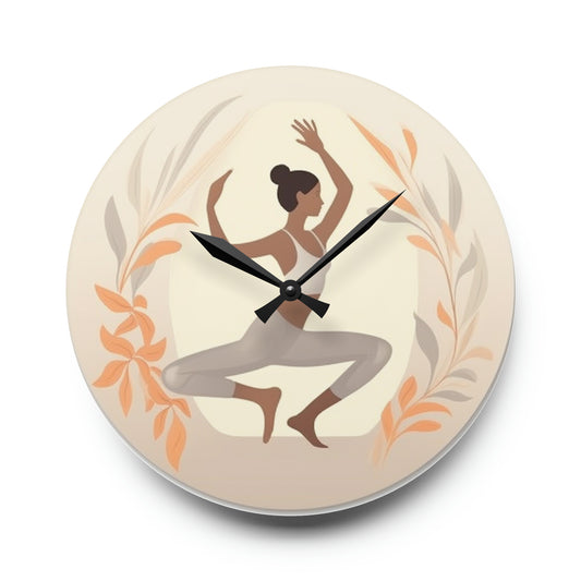 Yoga Dance Pose Style Women Acrylic Wall Clock