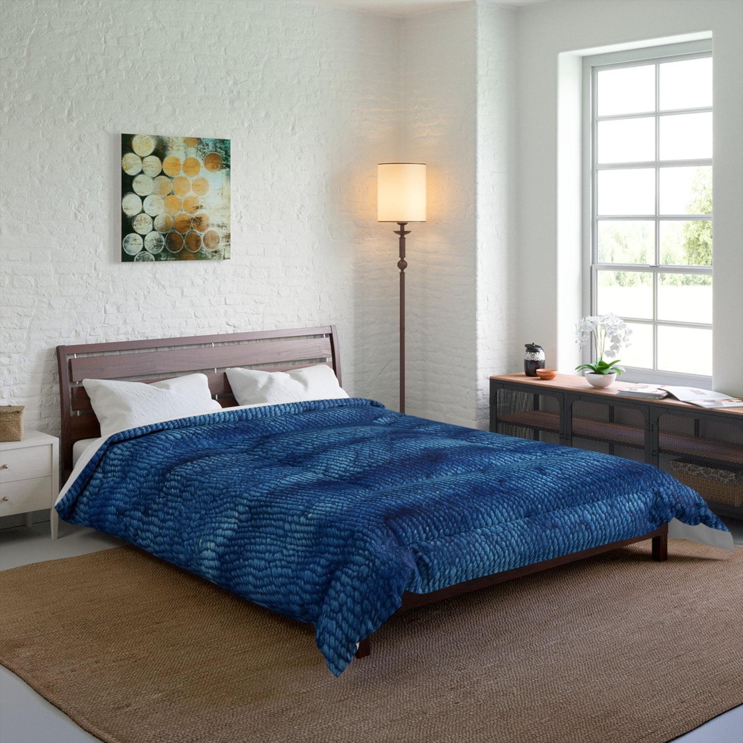 Blue Spectrum: Denim-Inspired Fabric Light to Dark - Comforter