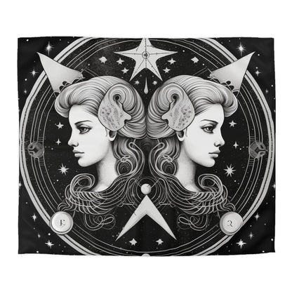 Diseño de gemelos del zodiaco Géminis - Tema de astrología celestial - Funda nórdica de microfibra