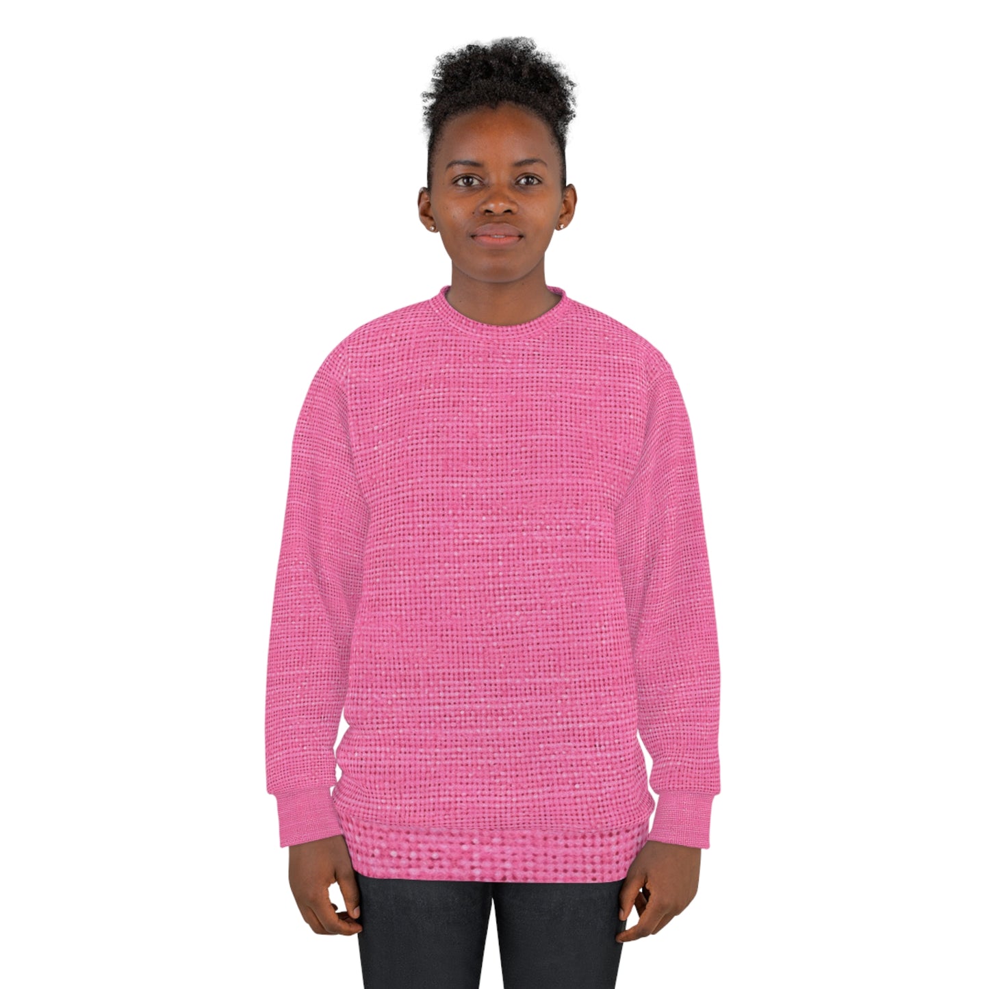 Doll-Like Pink Denim Designer Fabric Style - Unisex Sweatshirt (AOP)