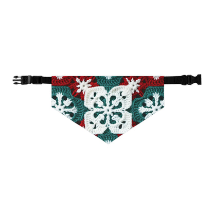 Christmas Snowflake Crochet, Festive Yuletide, Winter Wonderland Craft, Ice Crystal, Holiday Decor, Seasonal Adornments - Dog & Pet Bandana Collar