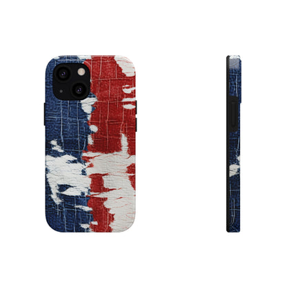 Patriotic Red, White & Blue: Distressed Denim-Style, Torn Fabric - Tough Phone Cases