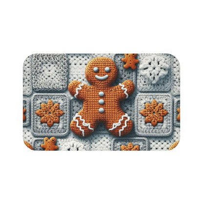 Festive Gingerbread Charm: Christmas Crochet Amigurumi with Granny Squares and Snowflake Accents - Bath Mat