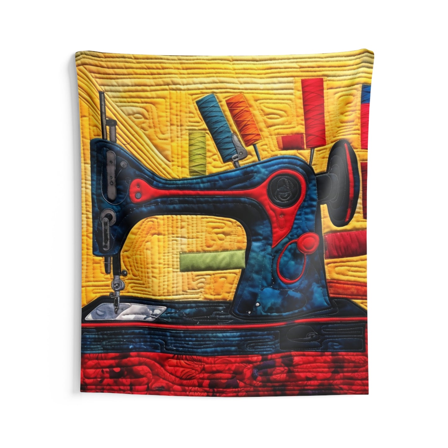 Colorful Seamstress Quilt, Artisan Sewing Imagery, Bold Quilter Craft - Indoor Wall Tapestries