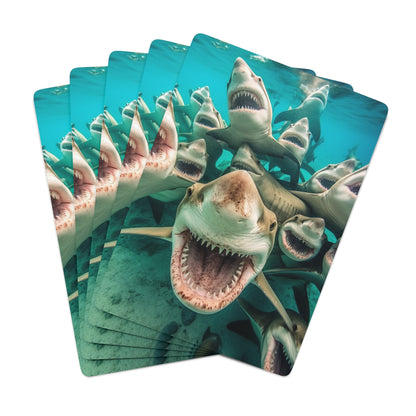 Laughing Lemon Sharks: Joyful Sea Jaws Ocean Deep - Poker Cards