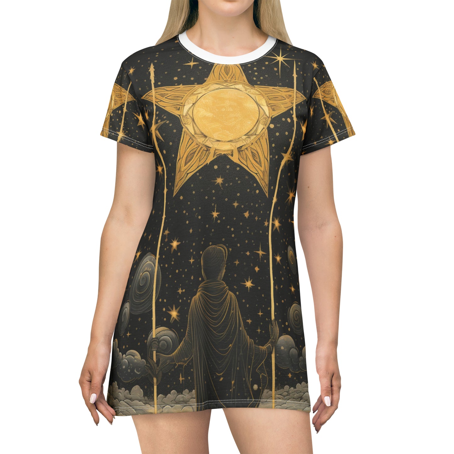 La Carta del Tarot Estrella - Símbolo de Fe y Optimismo - Vestido Camiseta (AOP) 