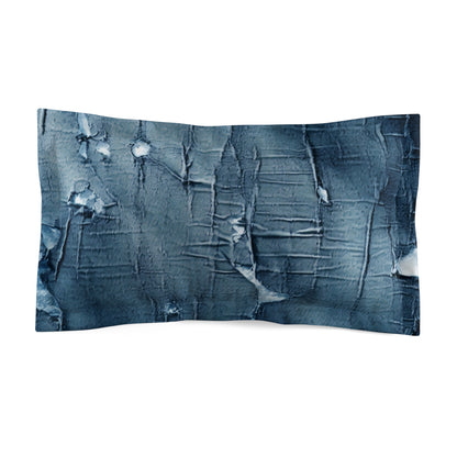 Distressed Blue Denim-Look: Edgy, Torn Fabric Design - Microfiber Pillow Sham