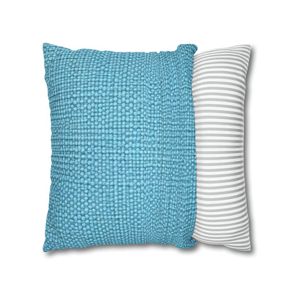 Bright Aqua Teal: Denim-Inspired Refreshing Blue Summer Fabric - Spun Polyester Square Pillow Case