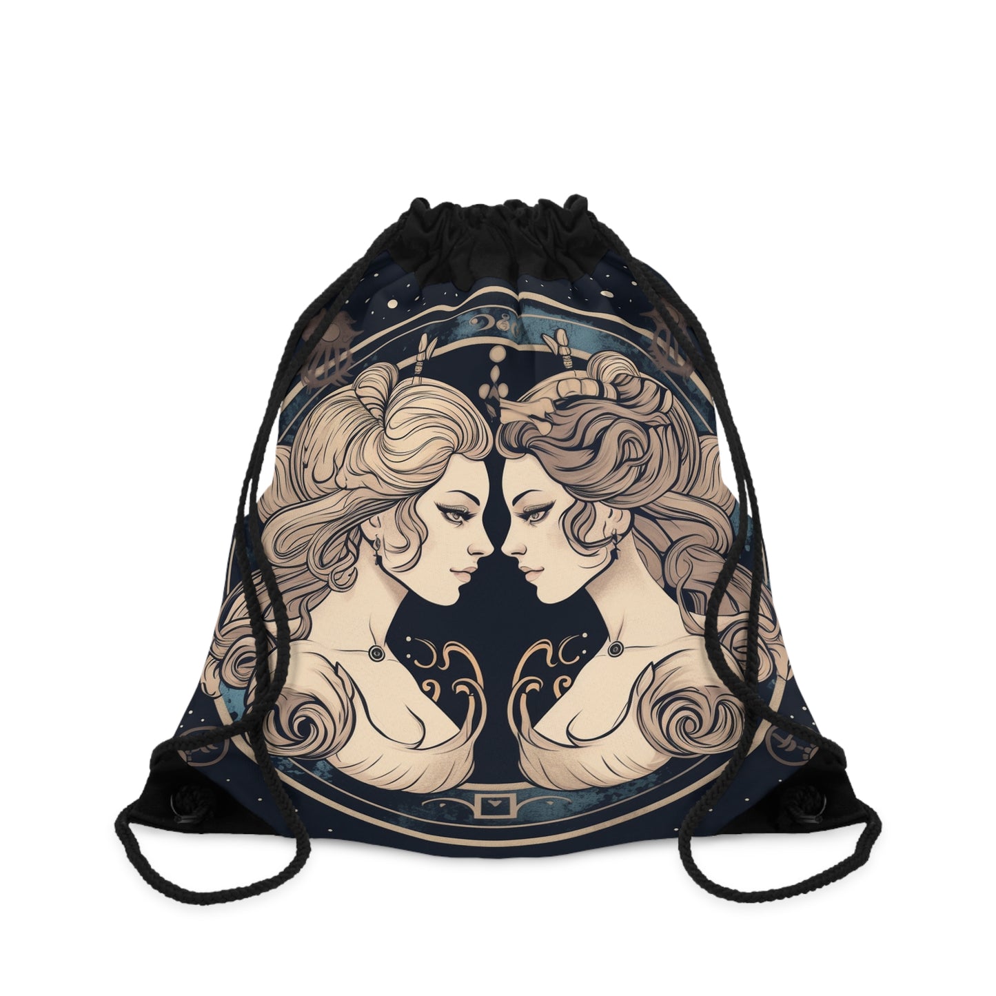 Duality of Gemini - Expressive Twins Zodiac Astrology - Drawstring Bag