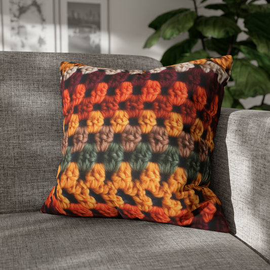 Crochet Thanksgiving Fall: Classic Fashion Colors for Seasonal Look - Spun Polyester Square Pillow Case