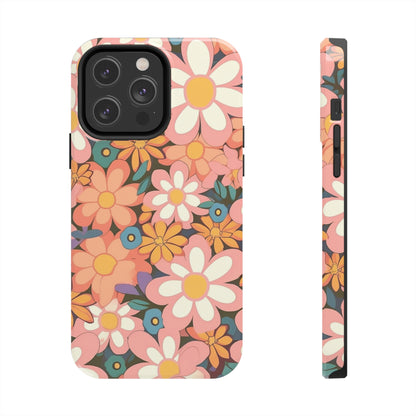 Groovy 1960s 1970s Pink & Orange Daisy Mod Floral - Tough Phone Cases