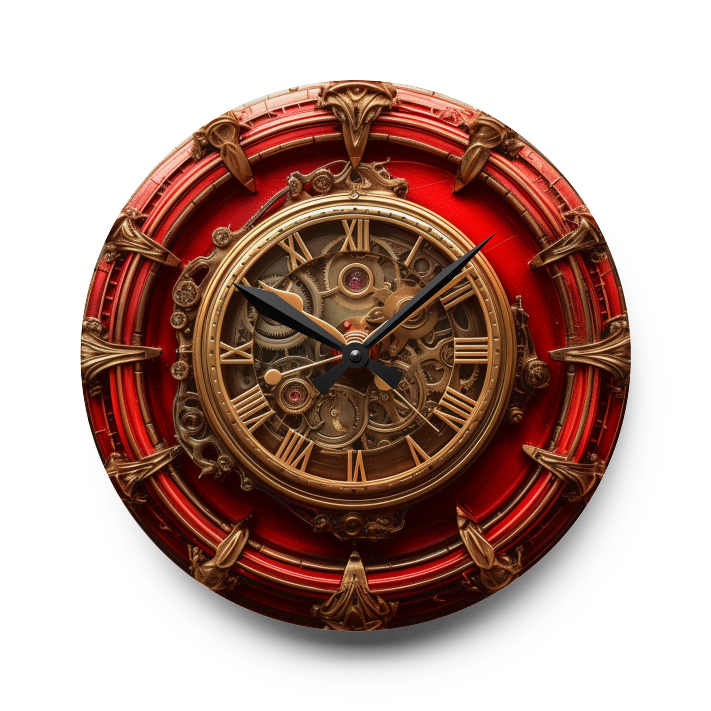 Red Steampunk Cyberpunk, Acrylic Wall Clock