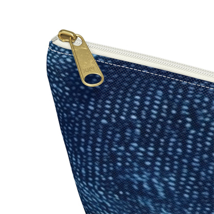 Dark Blue: Distressed Denim-Inspired Fabric Design - Accessory Pouch w T-bottom