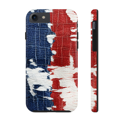 Patriotic Red, White & Blue: Distressed Denim-Style, Torn Fabric - Tough Phone Cases