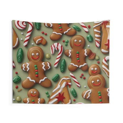 Gingerbread Man Christmas Cookie - Tree - Candy Cane - Indoor Wall Tapestries