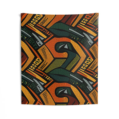 Textil de adorno africano estilo años 1960-1970 - Patrón atrevido e intrincado - Tapices de pared interior 