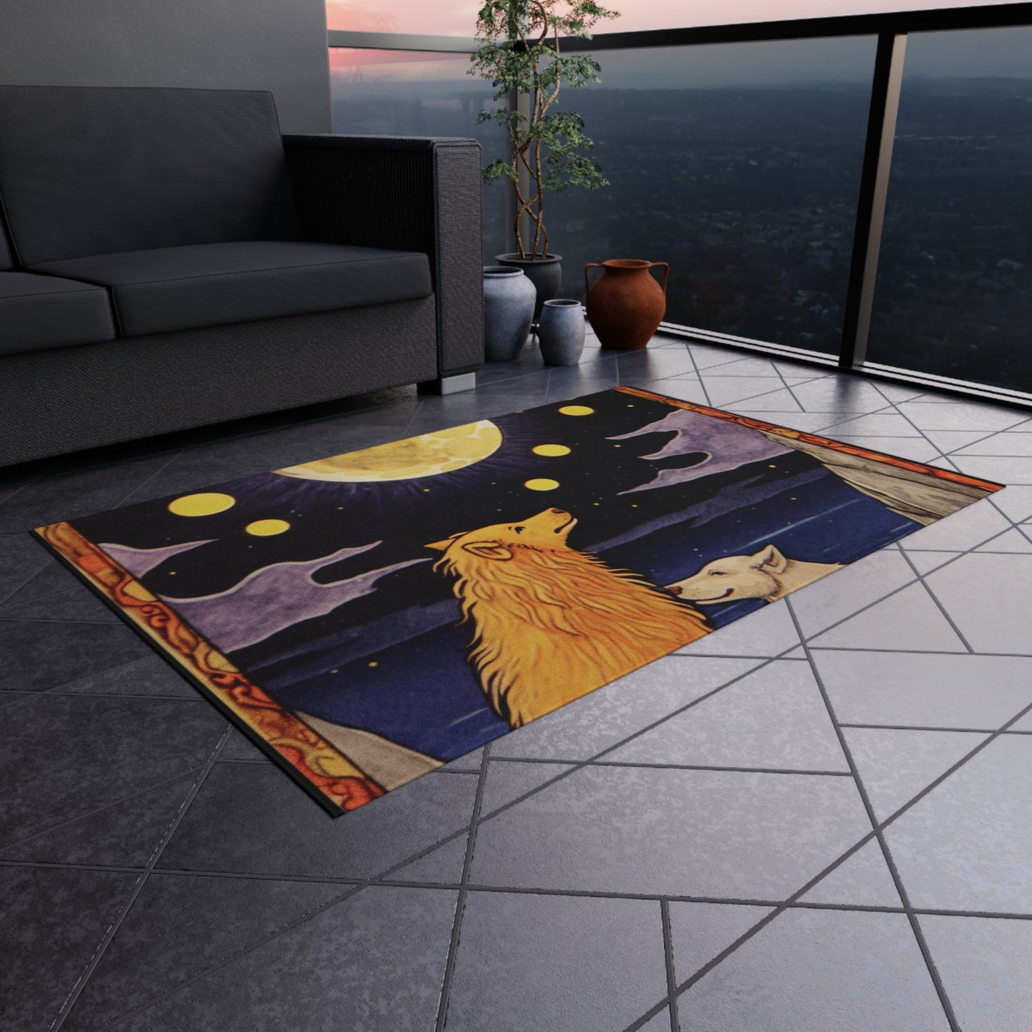 Moon Tarot Card Art - Embrace Your Intuition and Dreams - Outdoor Rug