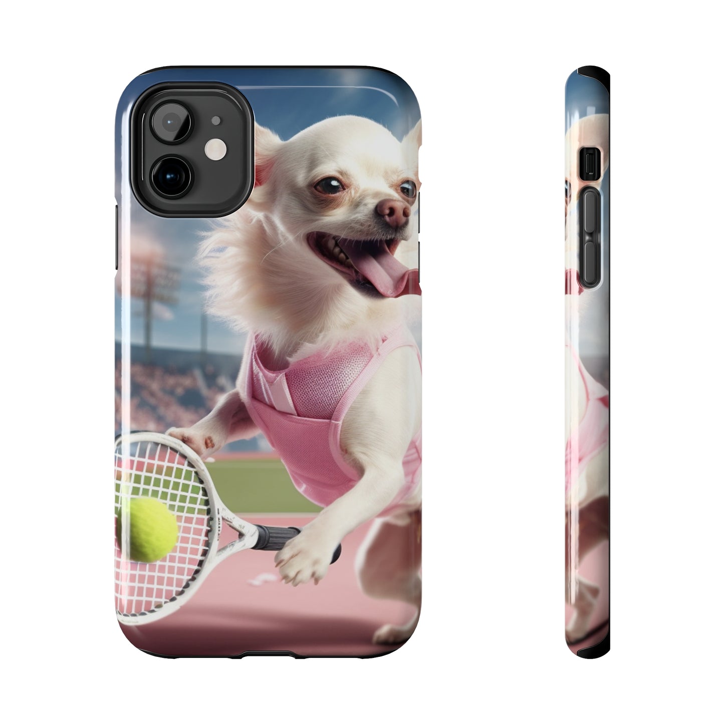 Chihuahua Tennis Ace: Dog Pink Outfit, Court Atheletic Sport Game - Tough Phone Cases