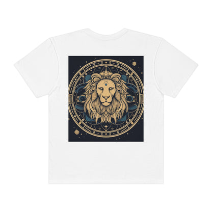 Leo Zodiac Sign - Mystic Circle Astrology Art Cosmic constellation - Unisex Garment-Dyed T-shirt