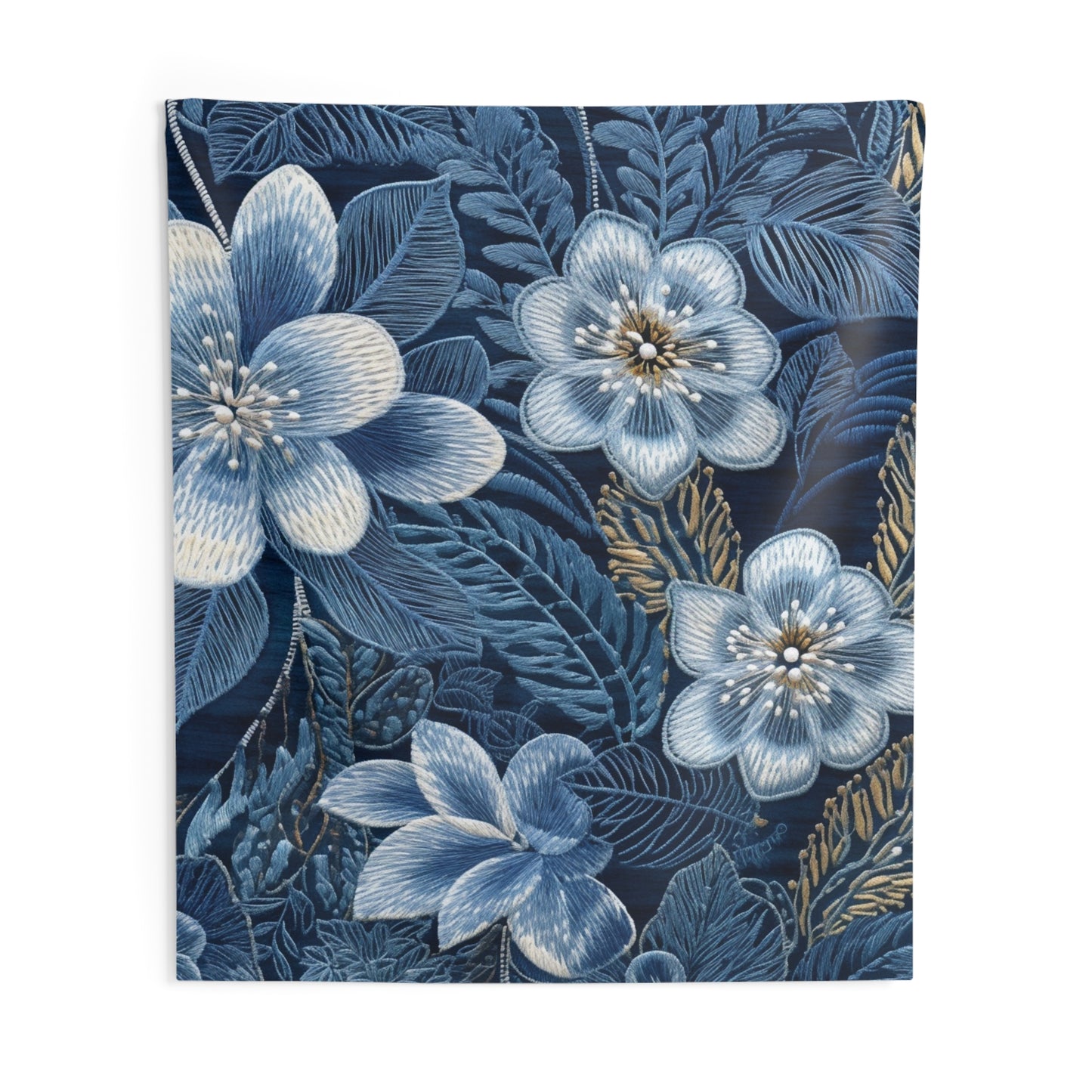 Blossom Embroidery Floral on Denim Style - Indoor Wall Tapestries