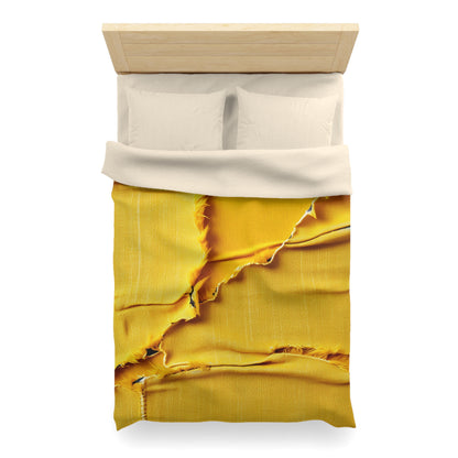 Banana Yellow Lemon: Bold Distressed, Denim-Inspired Fabric - Microfiber Duvet Cover