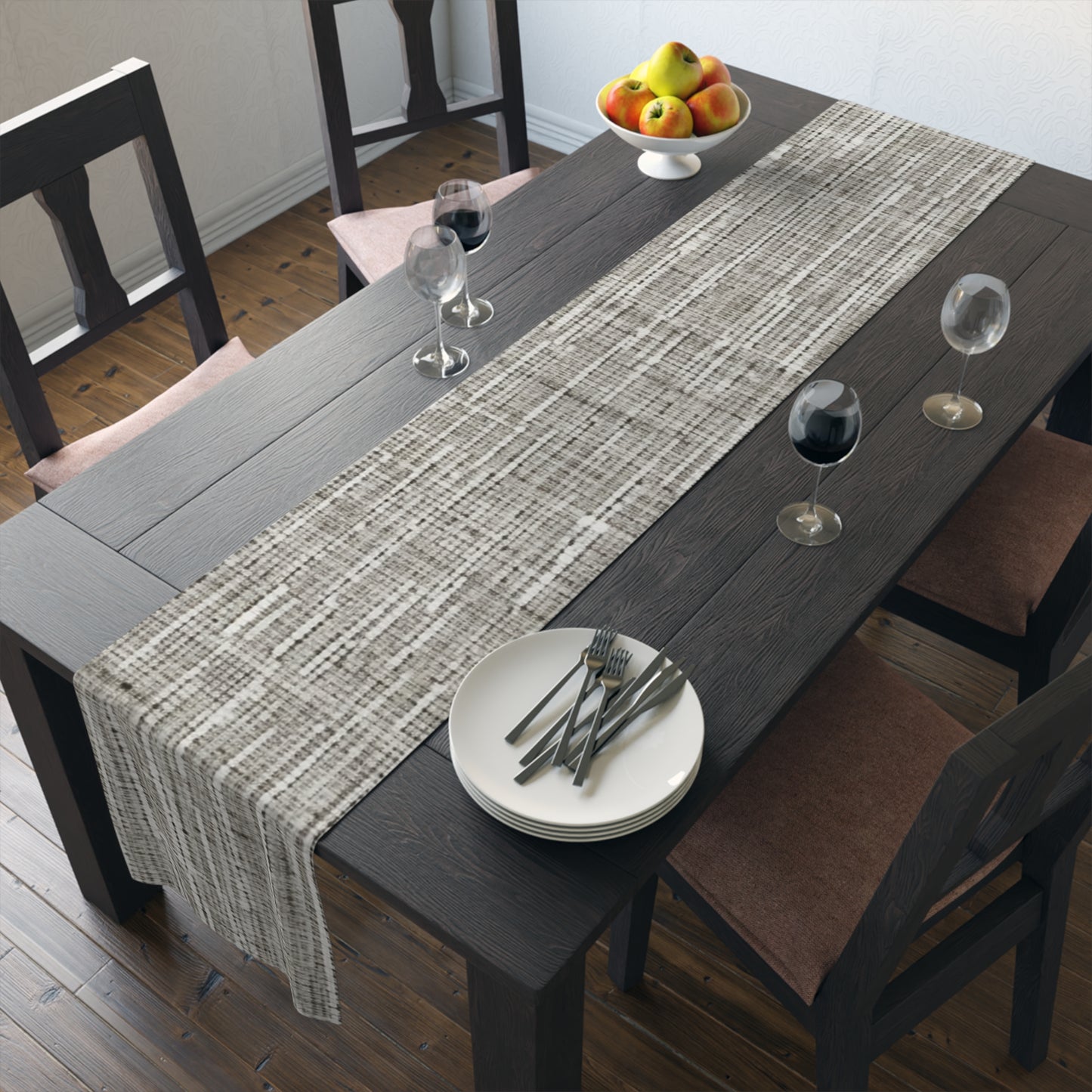 Silver Grey: Denim-Inspired, Contemporary Fabric Design - Table Runner (Cotton, Poly)