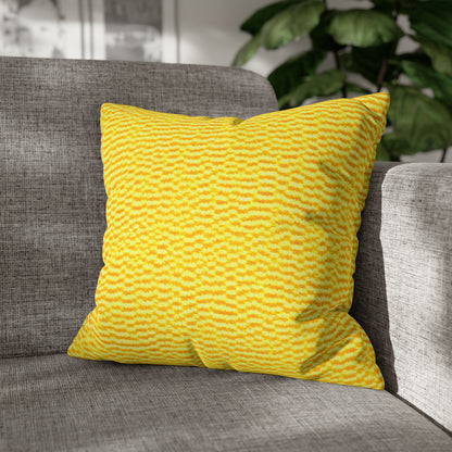 Sunshine Yellow Lemon: tela alegre e inspirada en la mezclilla - Funda de almohada cuadrada de poliéster hilado 