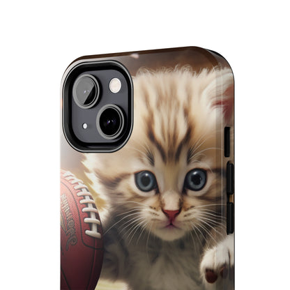 Football Kitty Fantasy: Feline Cat American Sport Quarterback - Tough Phone Cases